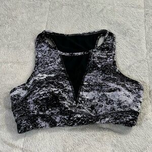 DKNY Womens Black & White Granite Patterned‎ Sports Top Size Medium